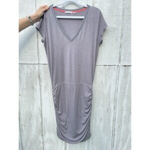 Athleta Topanga Grey Vneck Athletic Dress Shortsleeved Summer Small S